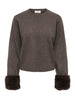 JDYTALIA L/S ON FAUX FUR PULLOVER KNT Brun