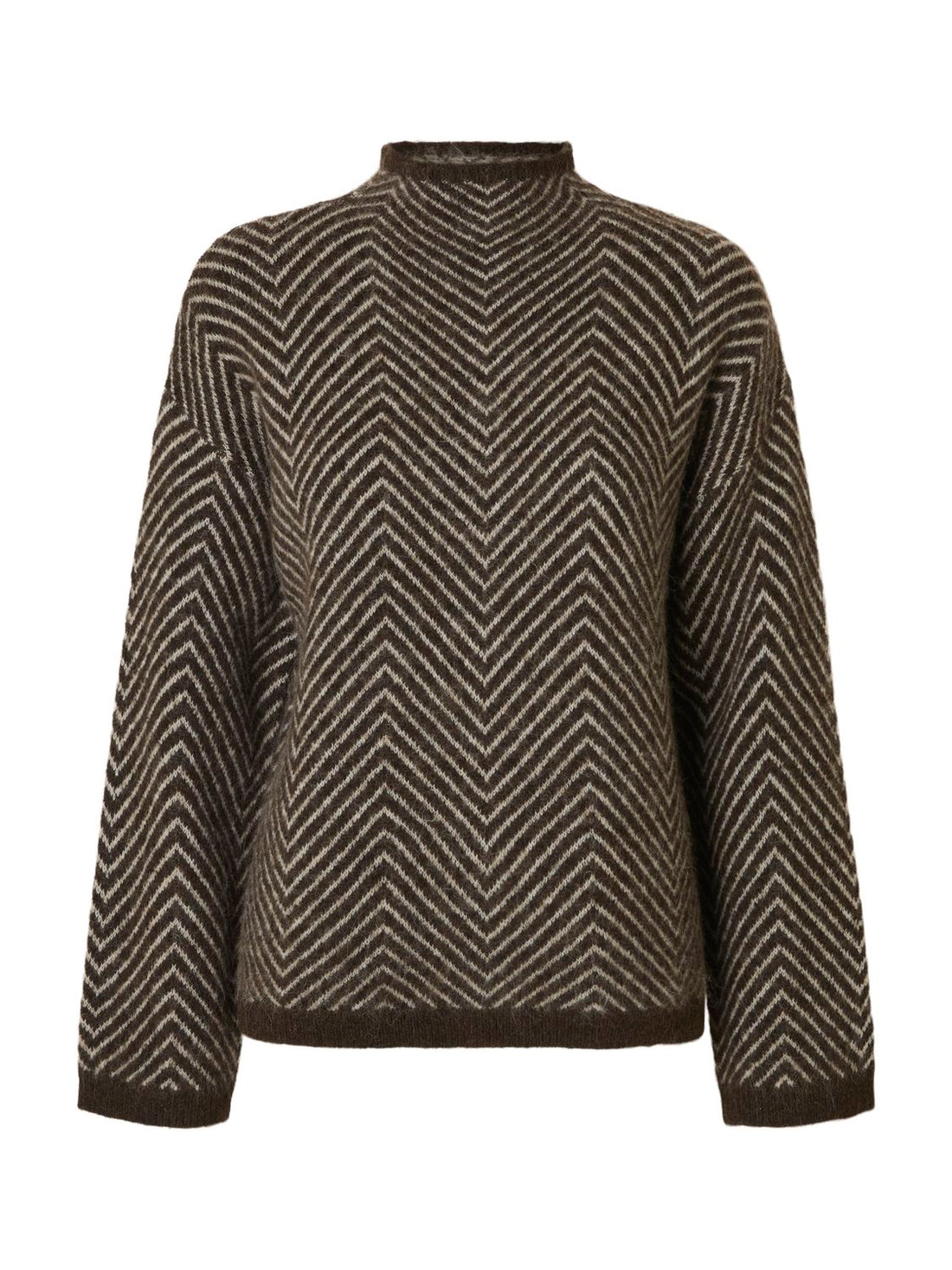 Slwlulu Ls Herringbone Knit High Neck Brun