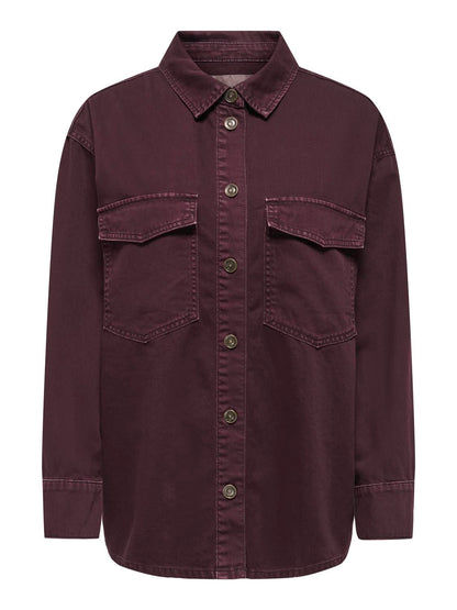 Onlsilla L/s Shacket Cc Pnt Burgunder
