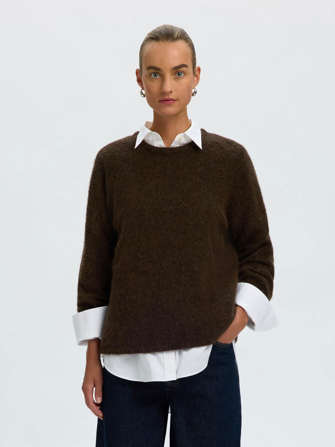 Slwlulu Brushed Ls Knit O-Neck Noos Brun