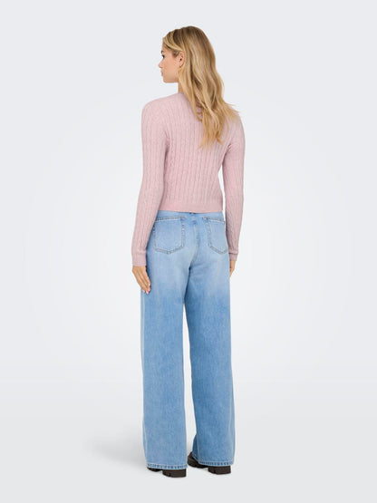 Onlkatia Ls Cable Button Cardigan Cc Knt Rosa