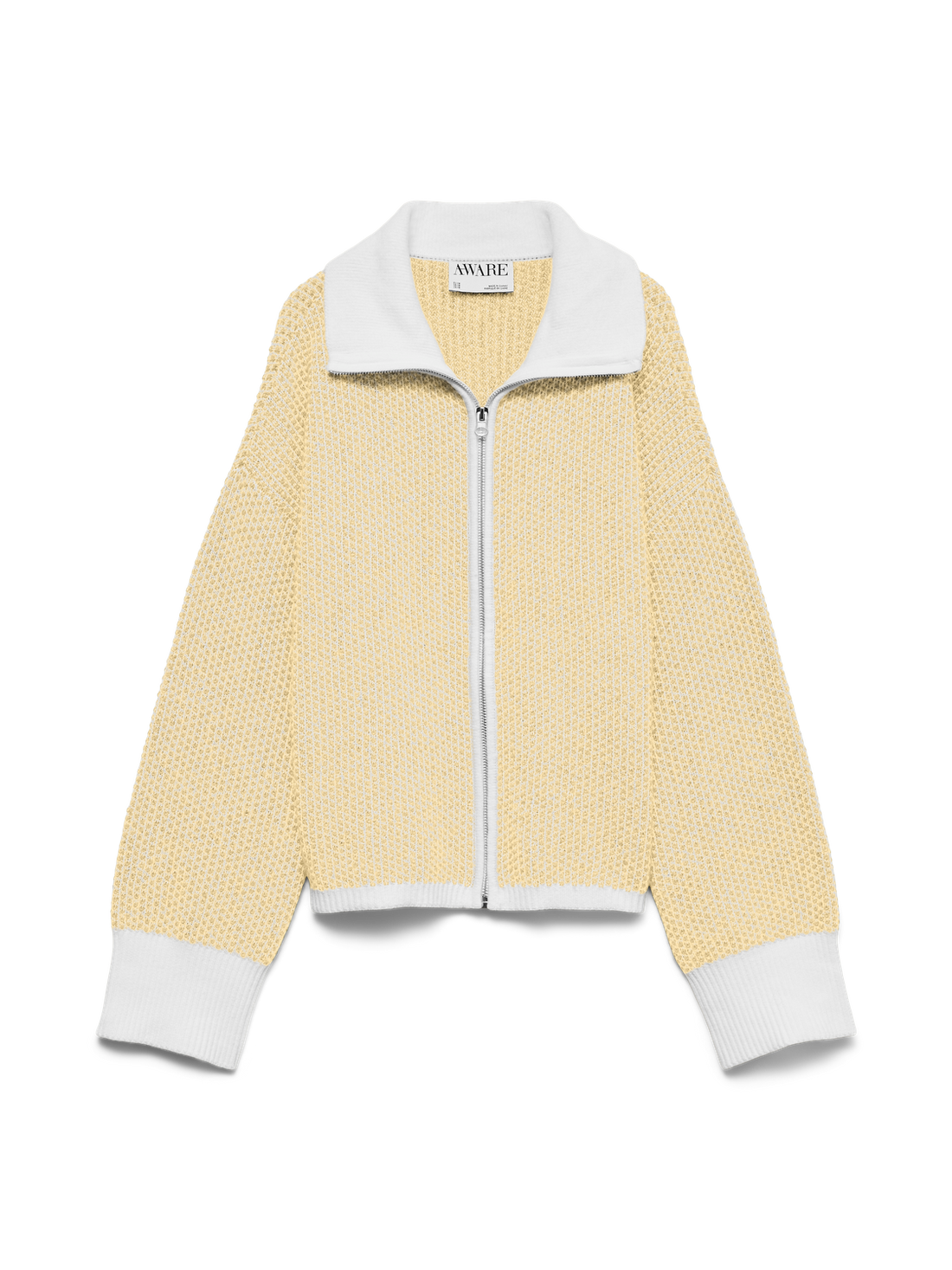 Awollie Ls Zip Knit Cardigan Hvit