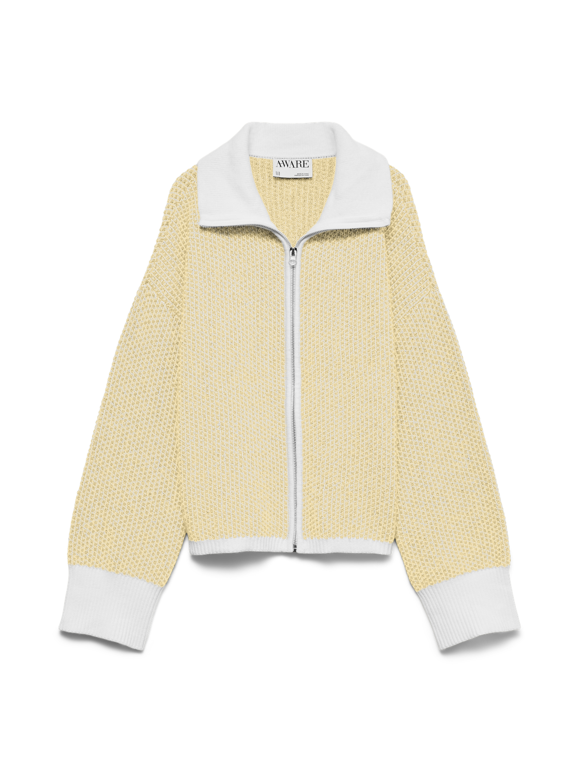 Awollie Ls Zip Knit Cardigan Hvit