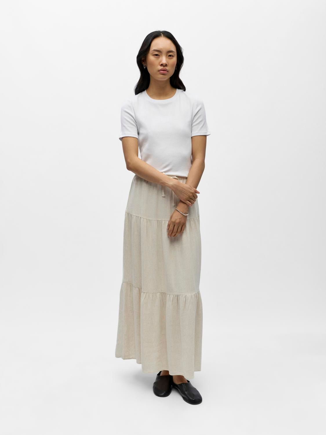 Objsanne Mw Long Layer Skirt Noos Grå
