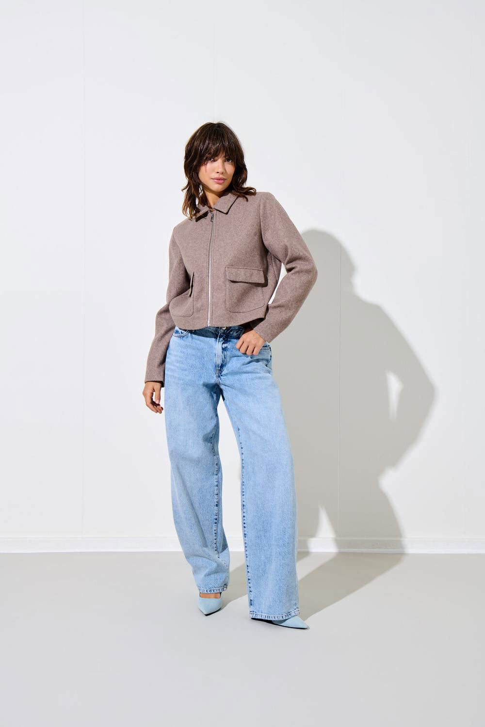 Onlvela Zip Short Jacket Otw Noos Grå