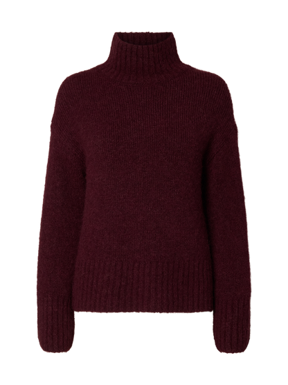 Slfgabriella Ls Knit High Neck Noos Mørkelilla