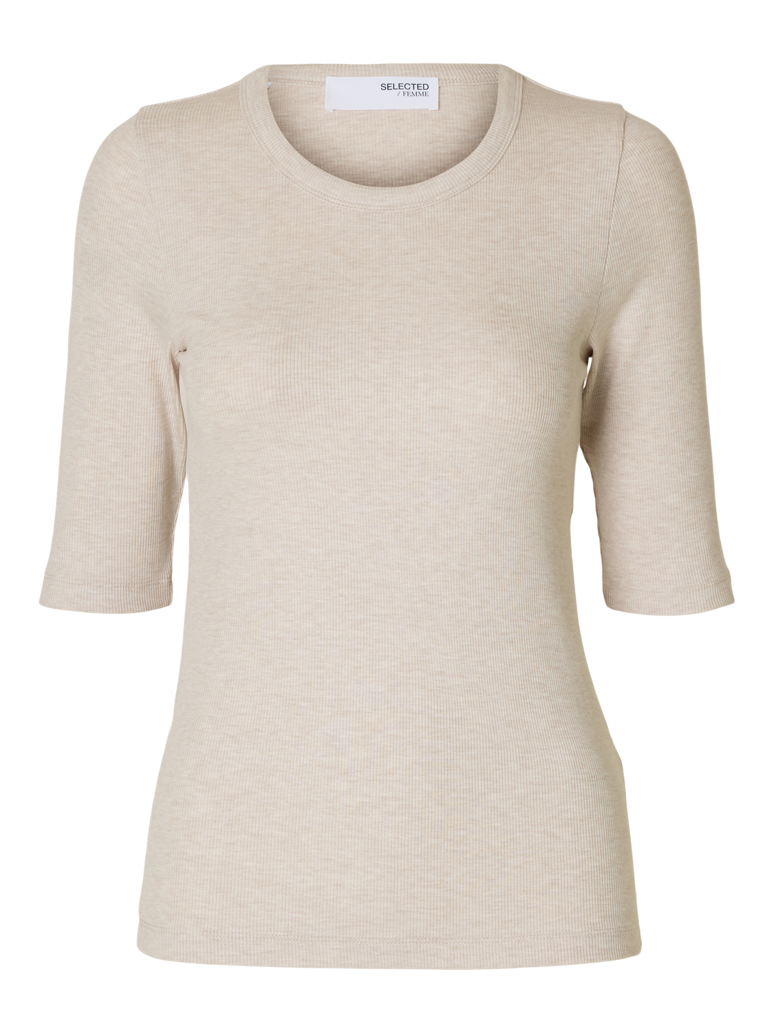 SLFDIANNA 2/4 O-NECK TOP Oatmeal