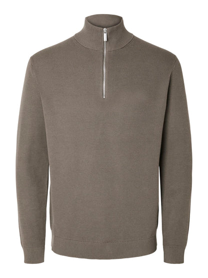 Slmdane Ls Knit Structure Half Zip Noos Lys Brun