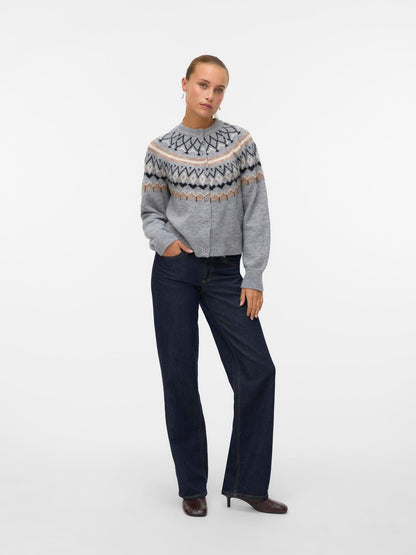 Vmtammy Ls O-Neck Nordic Cardigan Ga Grå
