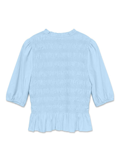 Vmemery 2/4 V-Neck Smock Top Wvn Ret Blå