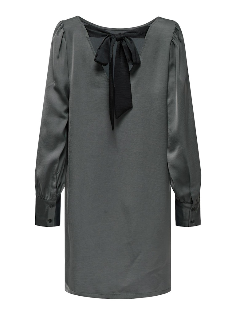 JDYURBA L/S BOW DRESS WVN Gunmetal