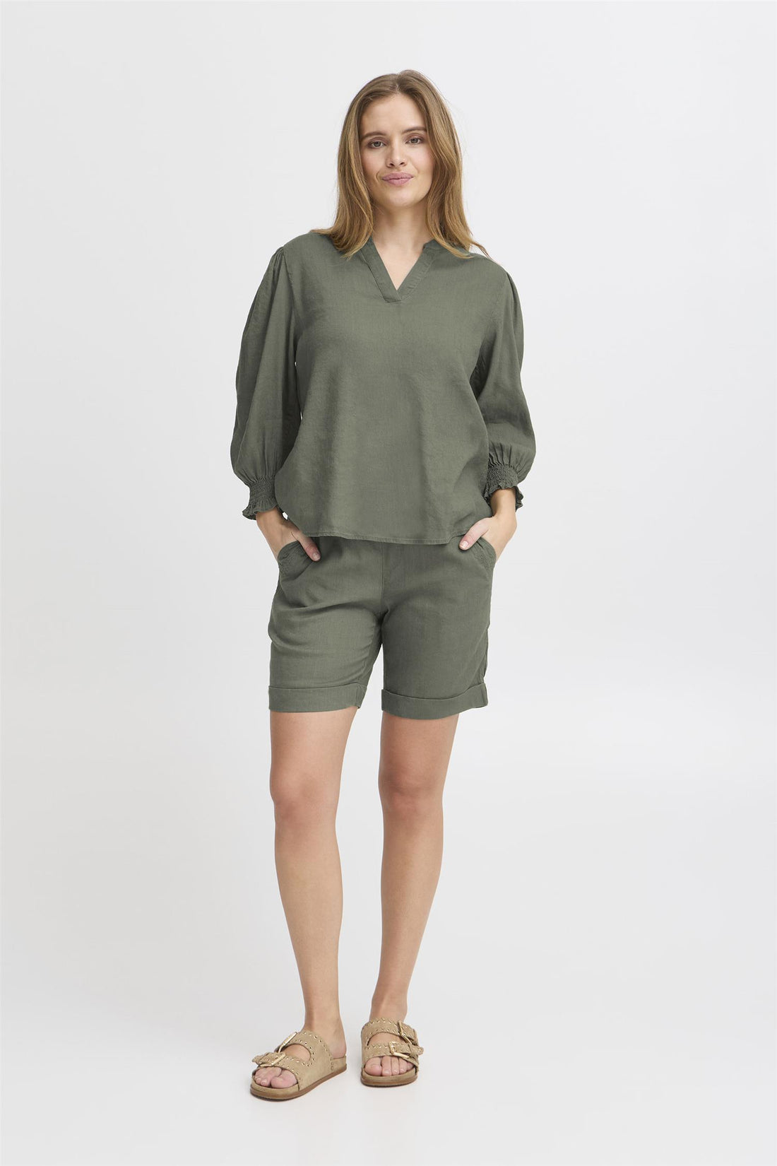 Pzluca 3/4 Sl. Blouse Grønn