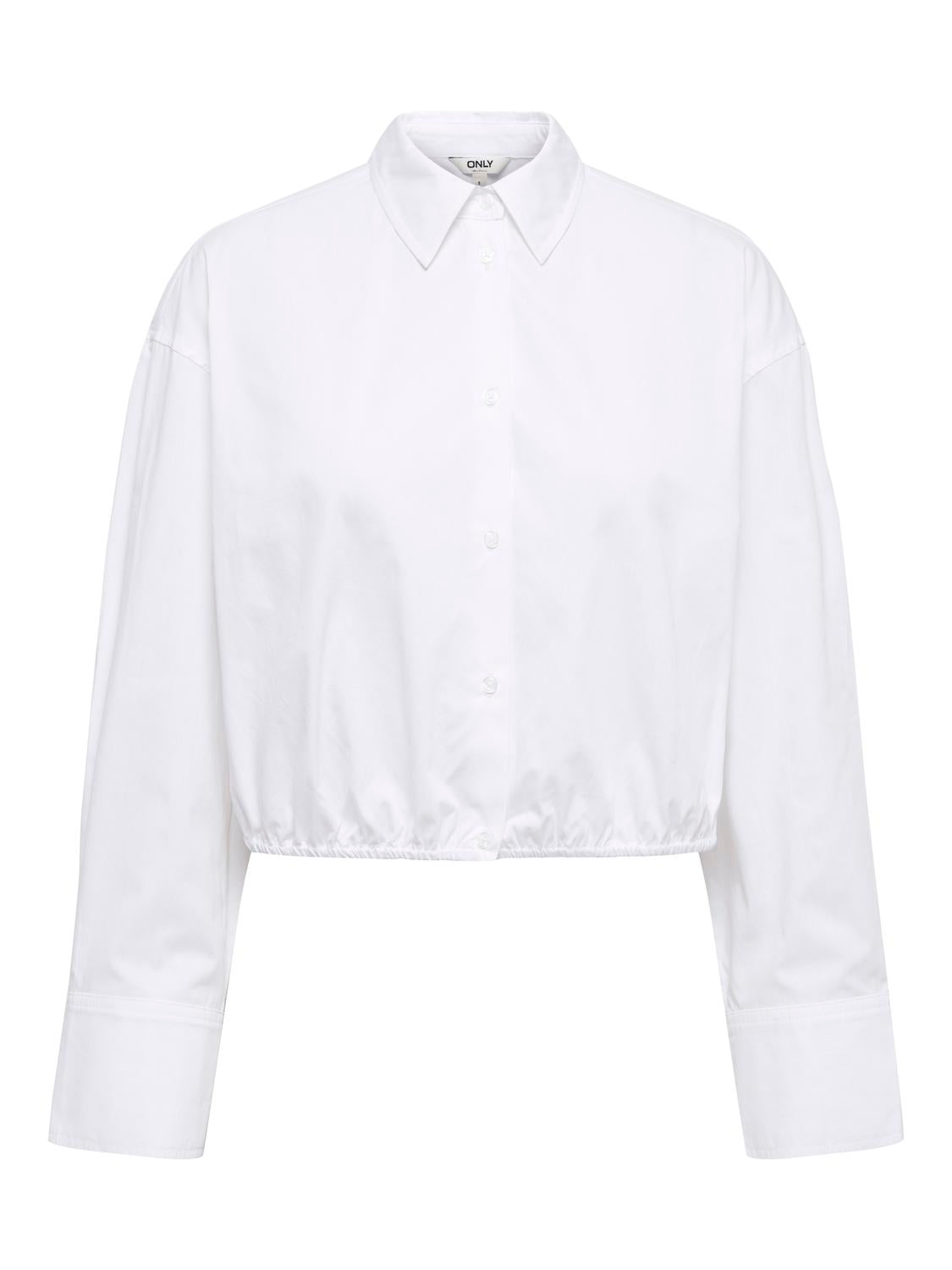 Onlhazel Ls Cropped Elastic Shirt Wvn Hvit