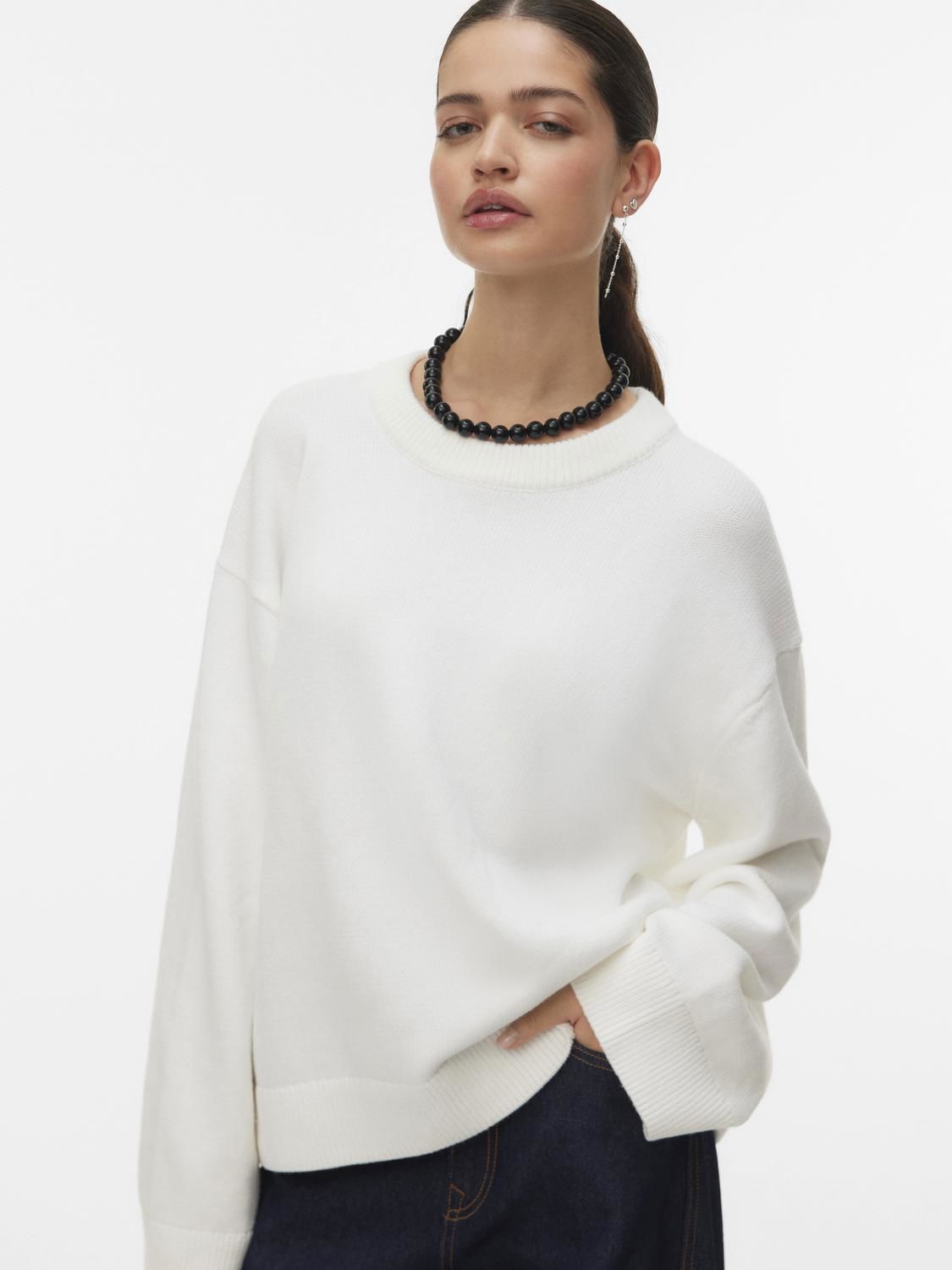 Awlaura Ls Crew Neck Knit Pullover Hvit