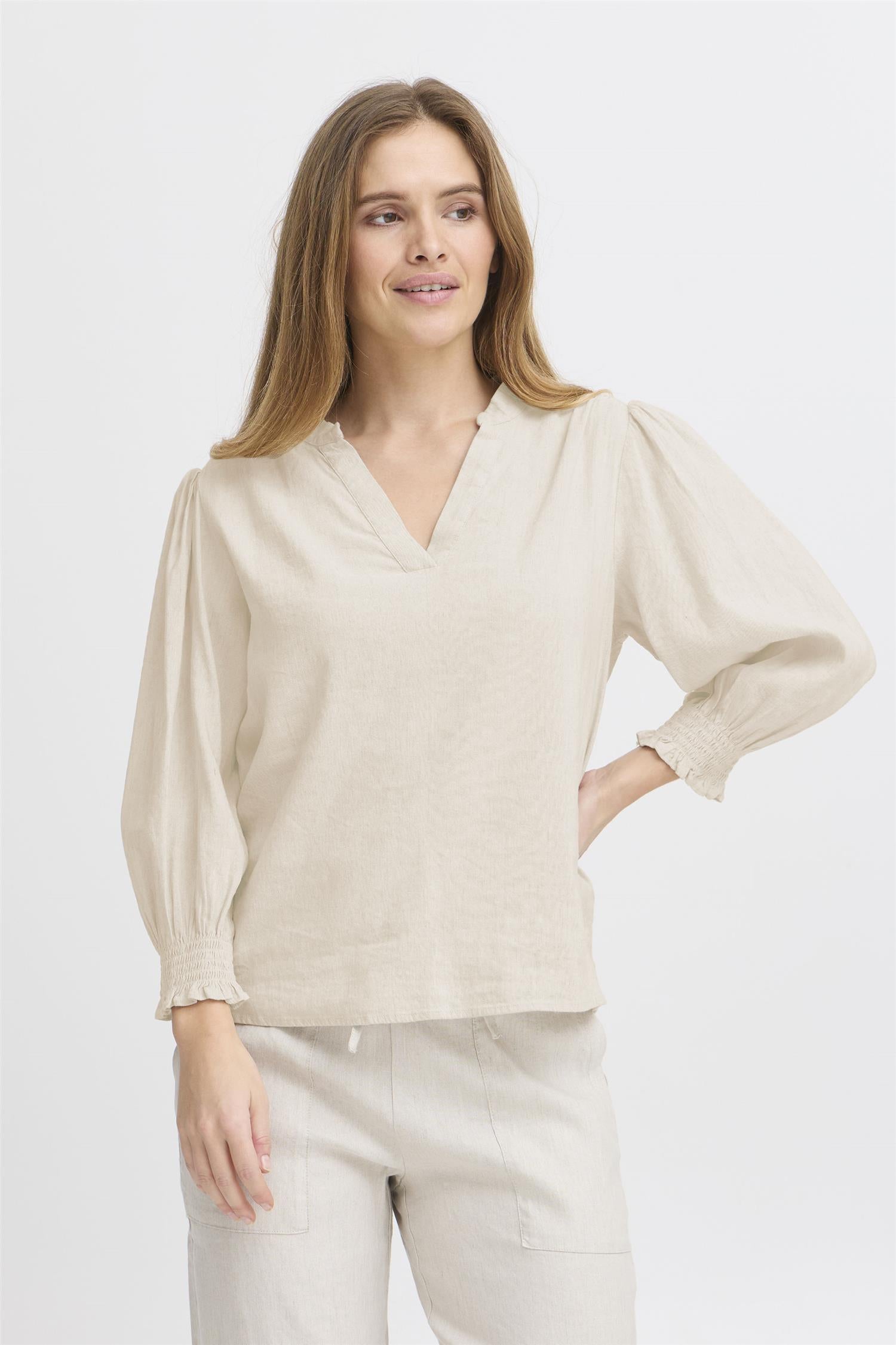 Pzluca 3/4 Sl. Blouse Beige