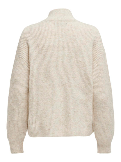 Onltokyo Solid L/s Zip Pullover Knt Noos Lysegrå