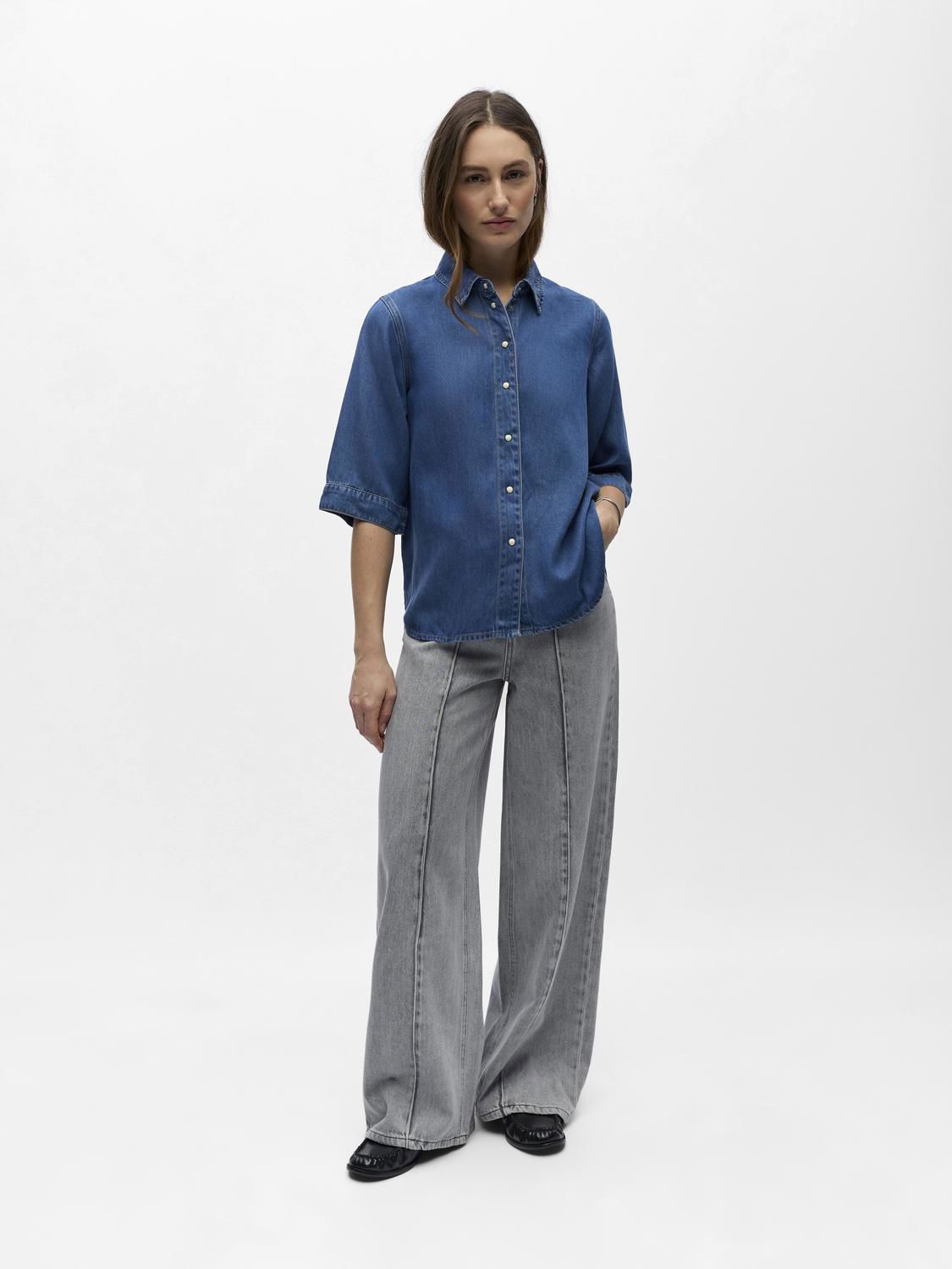 Objframe 2/4 Re Denim Top Noos Blå