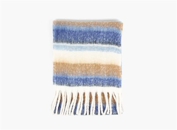 MANZINI Fluffy Horizontal Stripes Scarf Blå