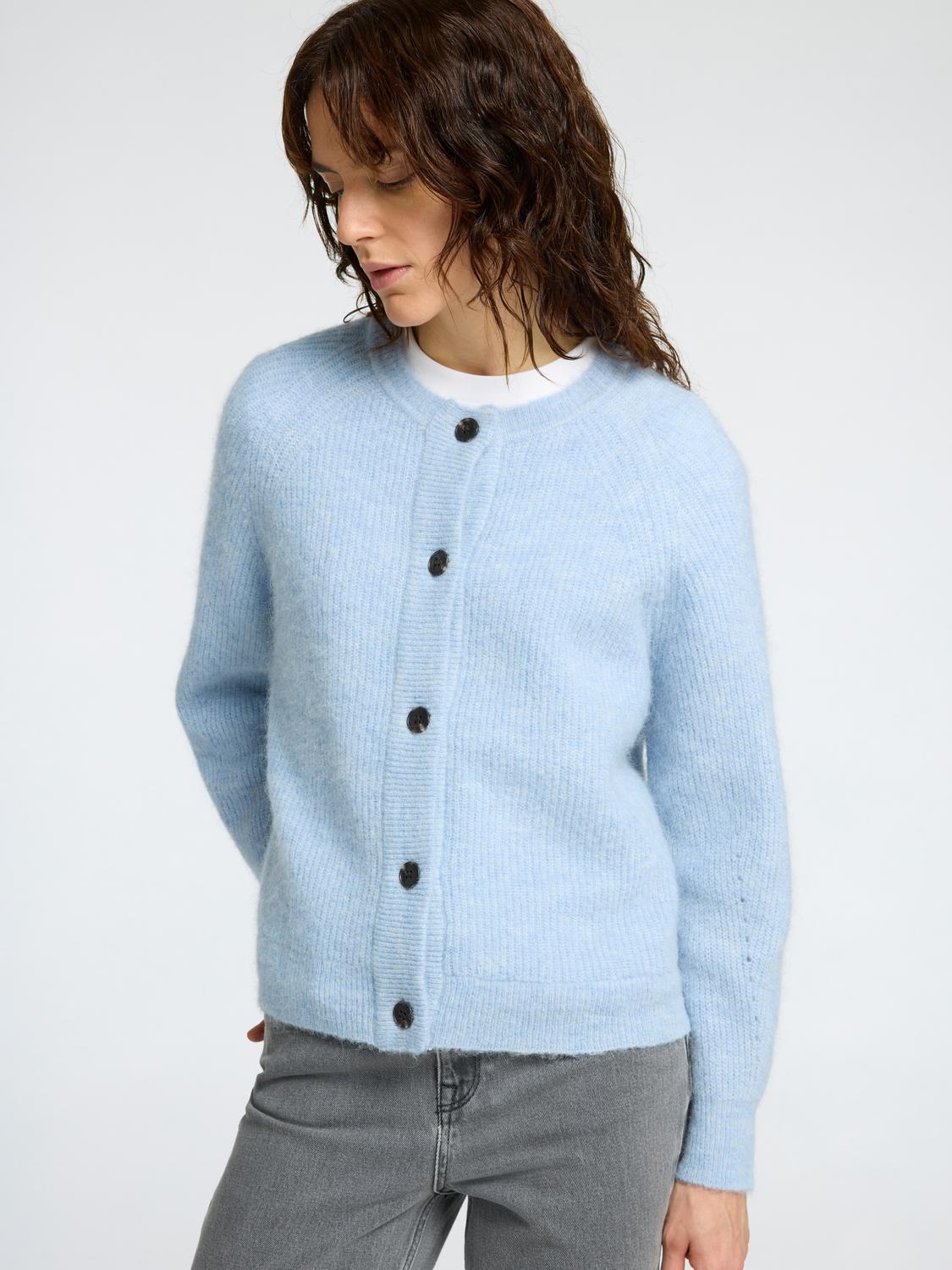 SLFLULU LS KNIT SHORT CARDIGAN NOOS Cashmere Blue