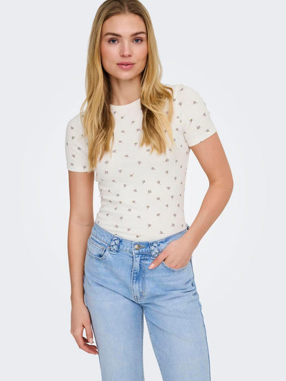 Jdylucky S/s O Neck Top Jrs Noos Hvit