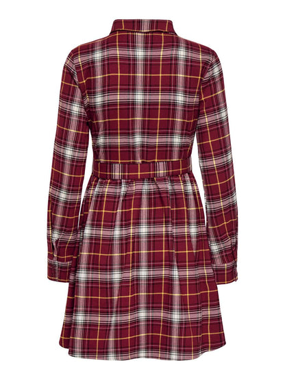 Onlwren Check Short Dress Wvn Burgunder