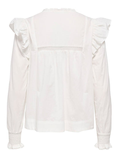Onlidris Ls Frill Tape Top Noos Wvn Hvit