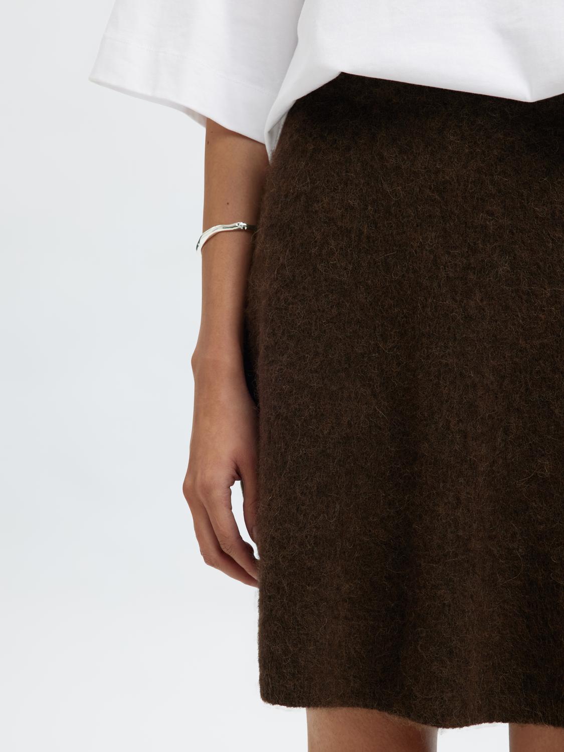 Slflulu Brushed Hw Knit Skirt Brun