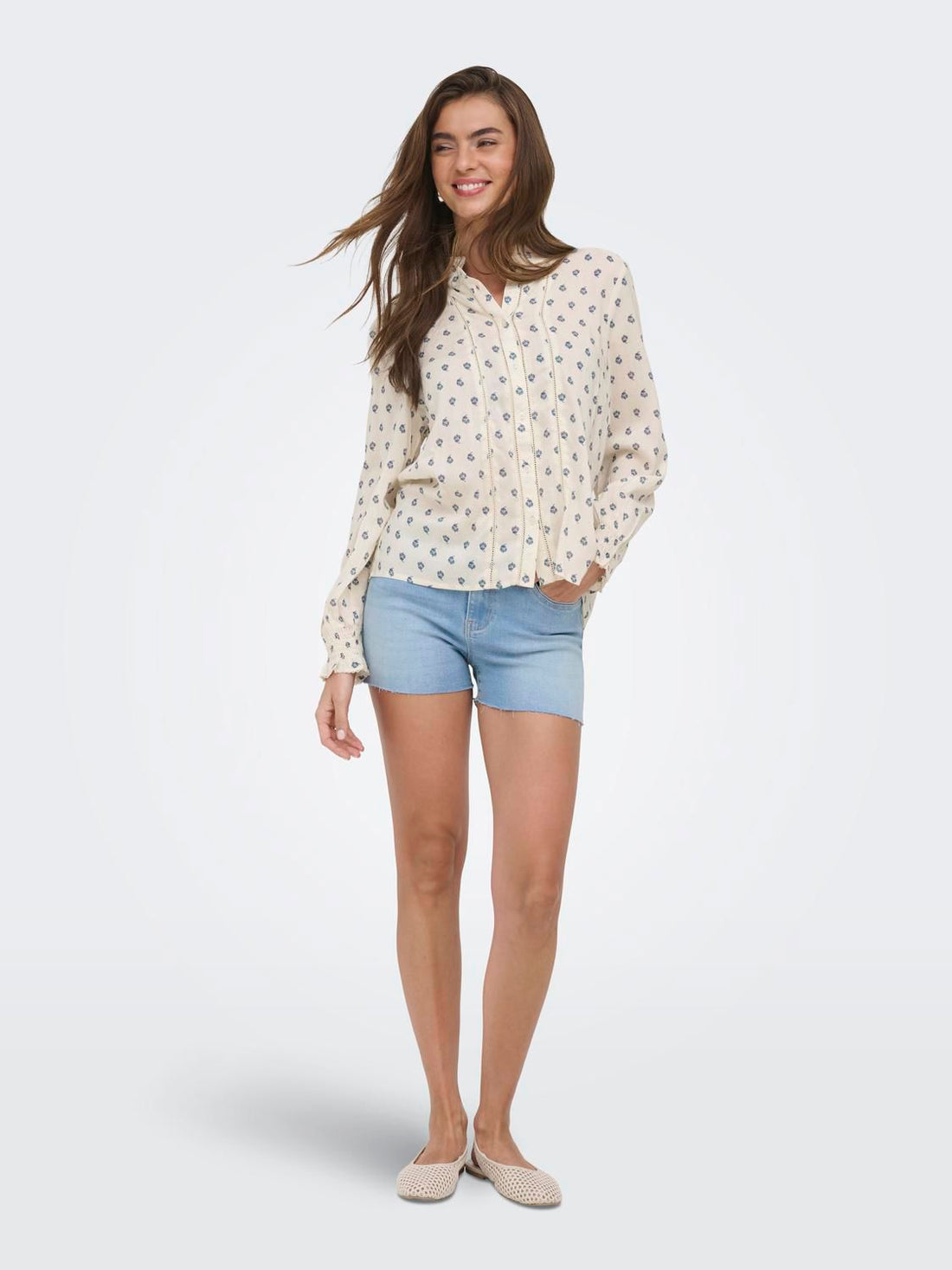 Onllinette Ls Dobby Shirt Wvn Hvit