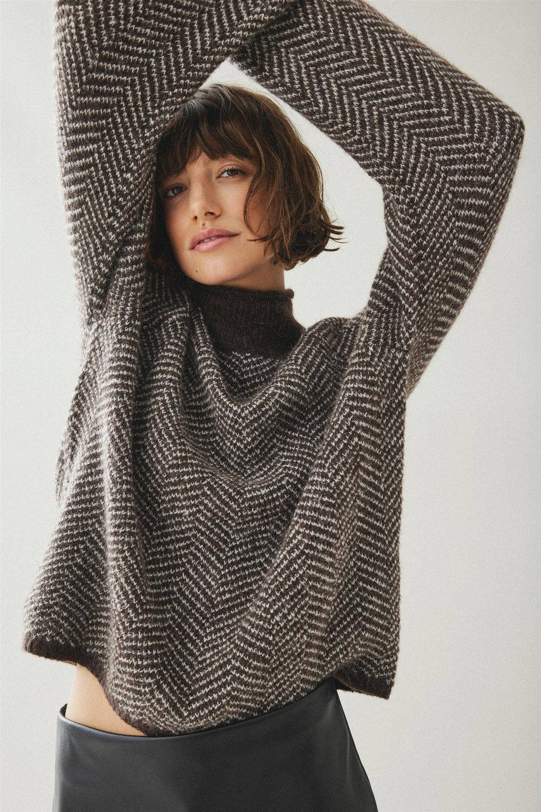 VILORY HIGH NECK L/S KNIT TOP Brun