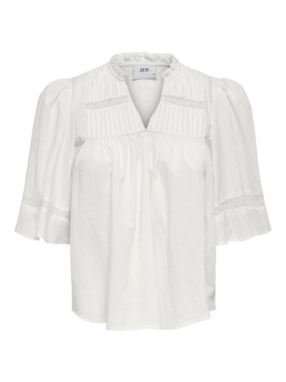 Jdyjulie 2/4 Lace Detail Top Wvn Exp Hvit