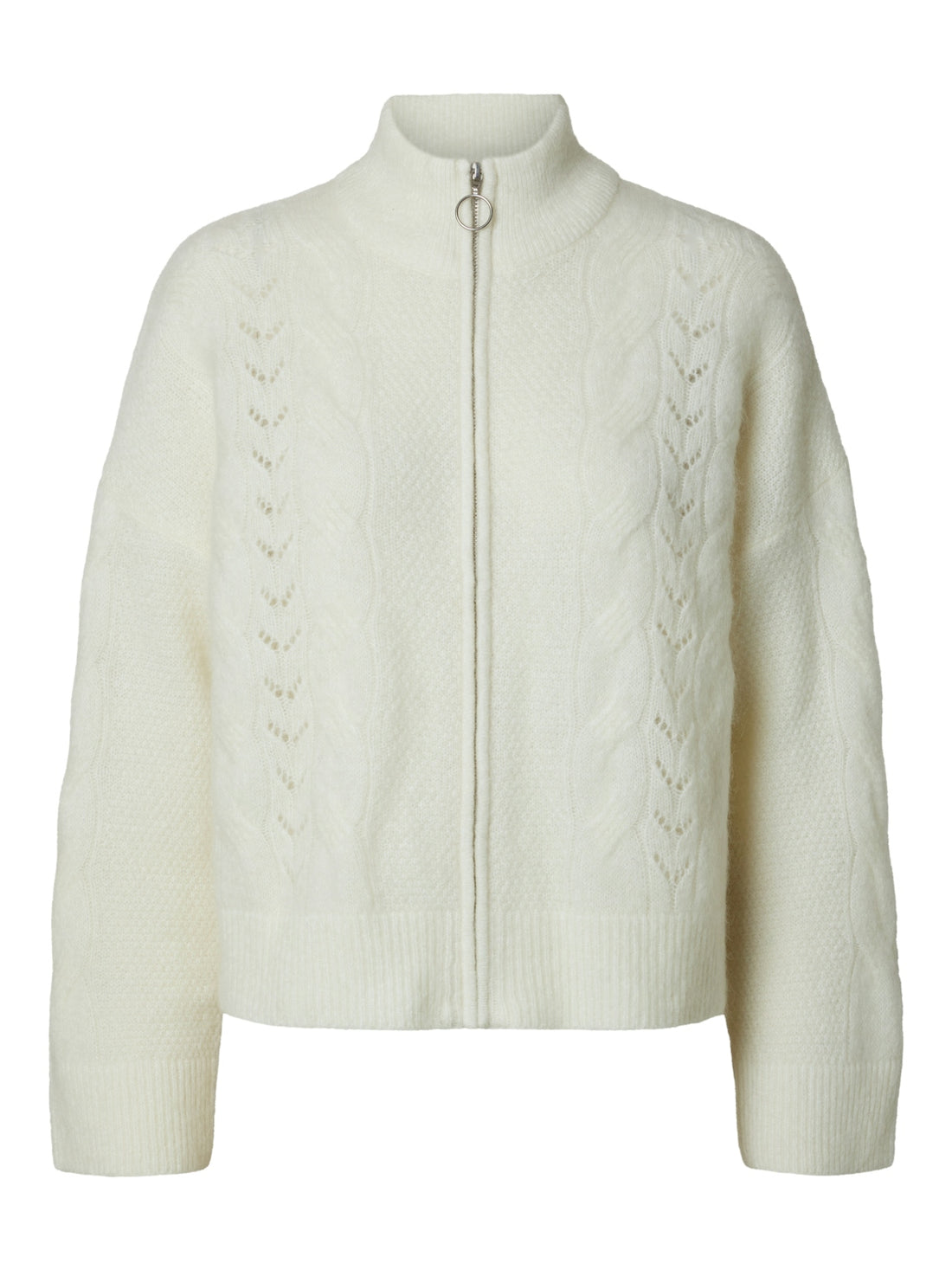 SLFVERA LS KNIT ZIP CARDIGAN EX Beige