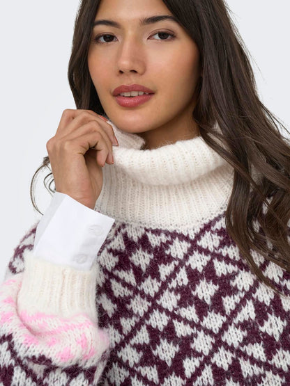 Onlcaro Ls Rollneck Cc Knt Grå
