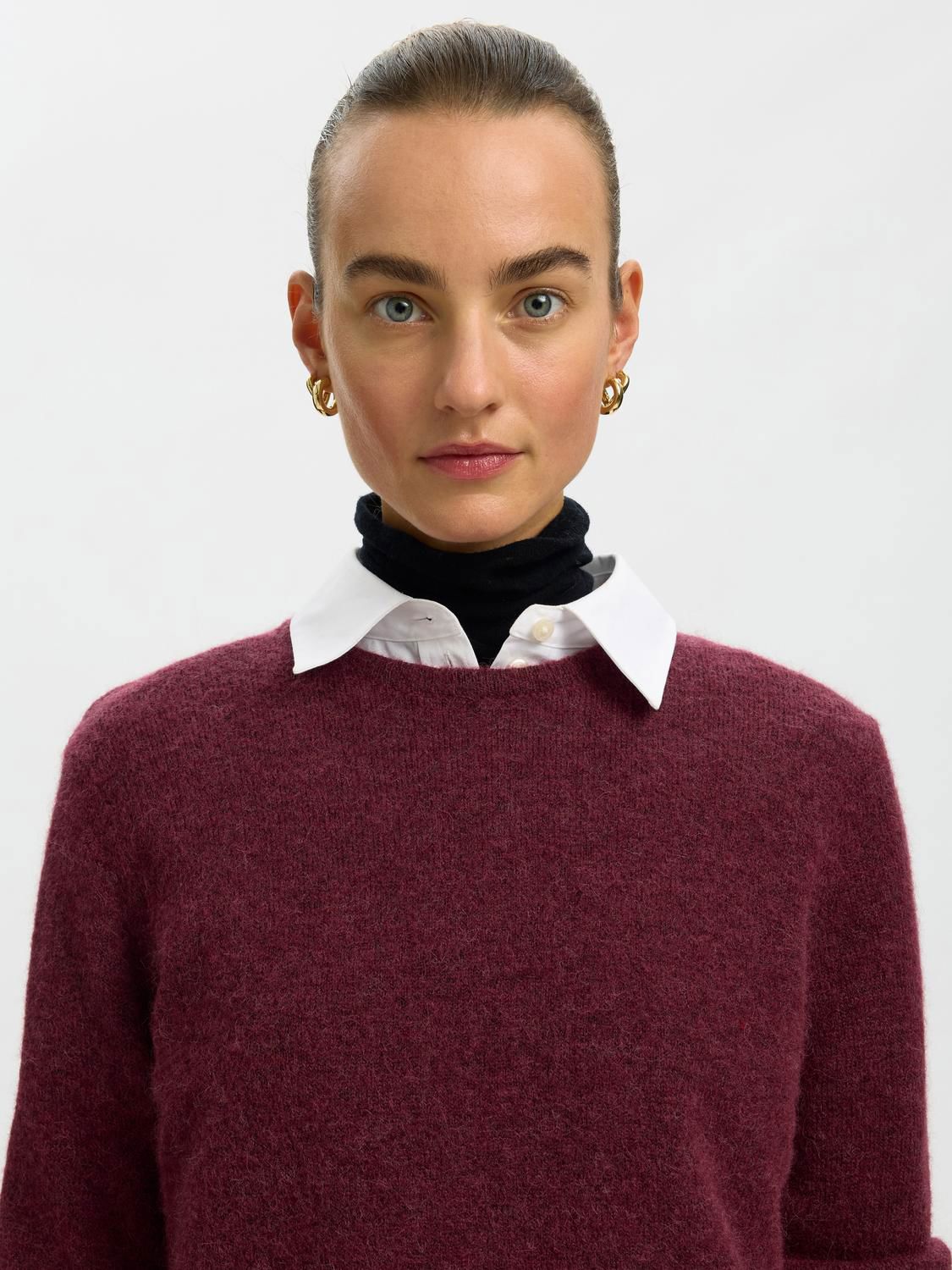 Slwlulu New Ls Knit O-Neck Noos Burgunder