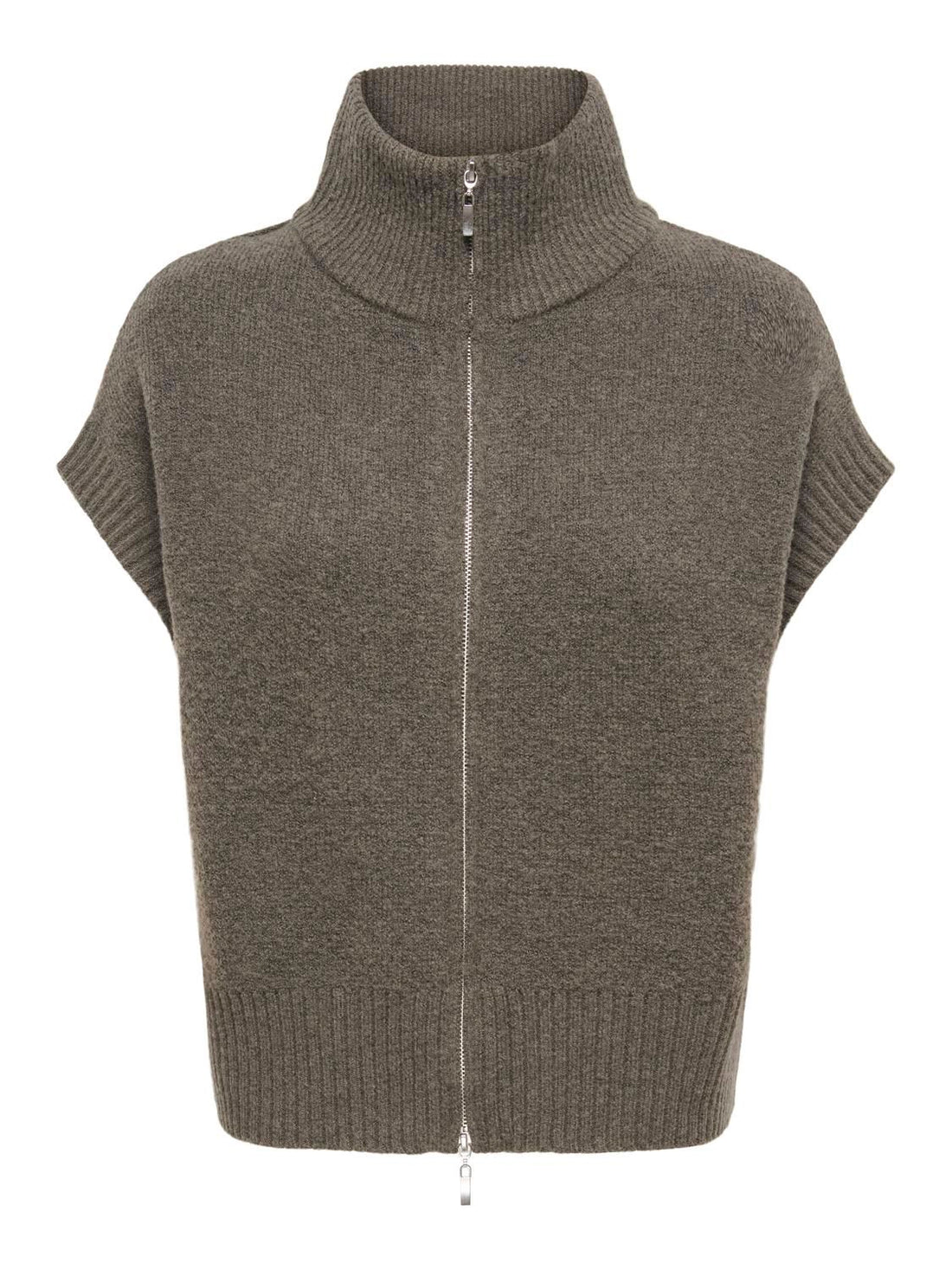 Jdylea S/l Hn 2way Zip Vest Knt Noos Grå
