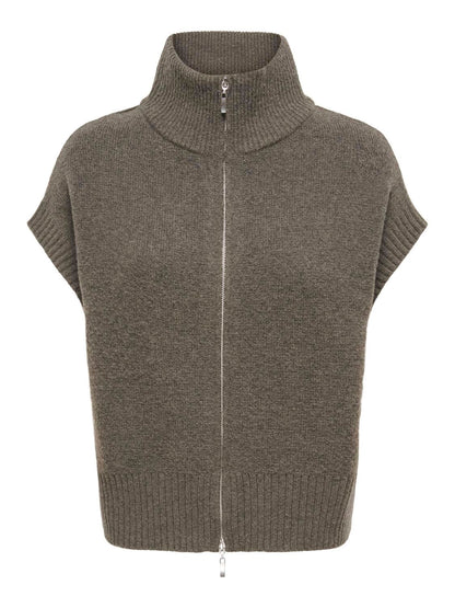Jdylea S/l Hn 2way Zip Vest Knt Noos Grå