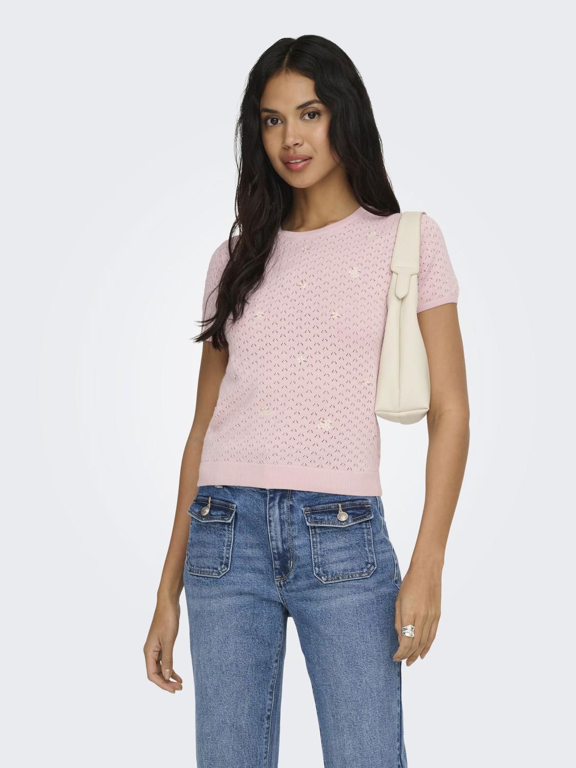 Onlluna Ss O-Neck Knt Rosa