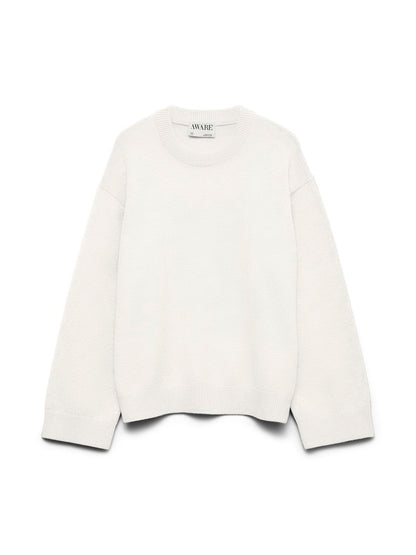 Awlaura Ls Crew Neck Knit Pullover Hvit