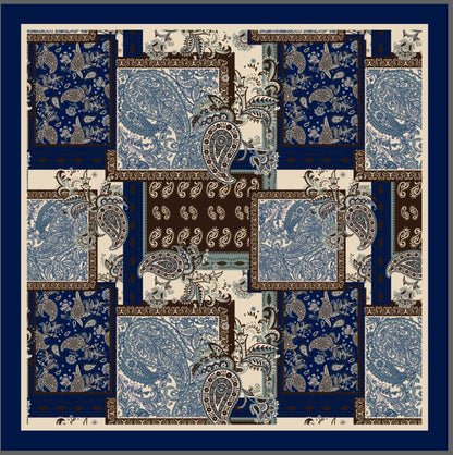Skjerf Paisley 70x70 New Navy