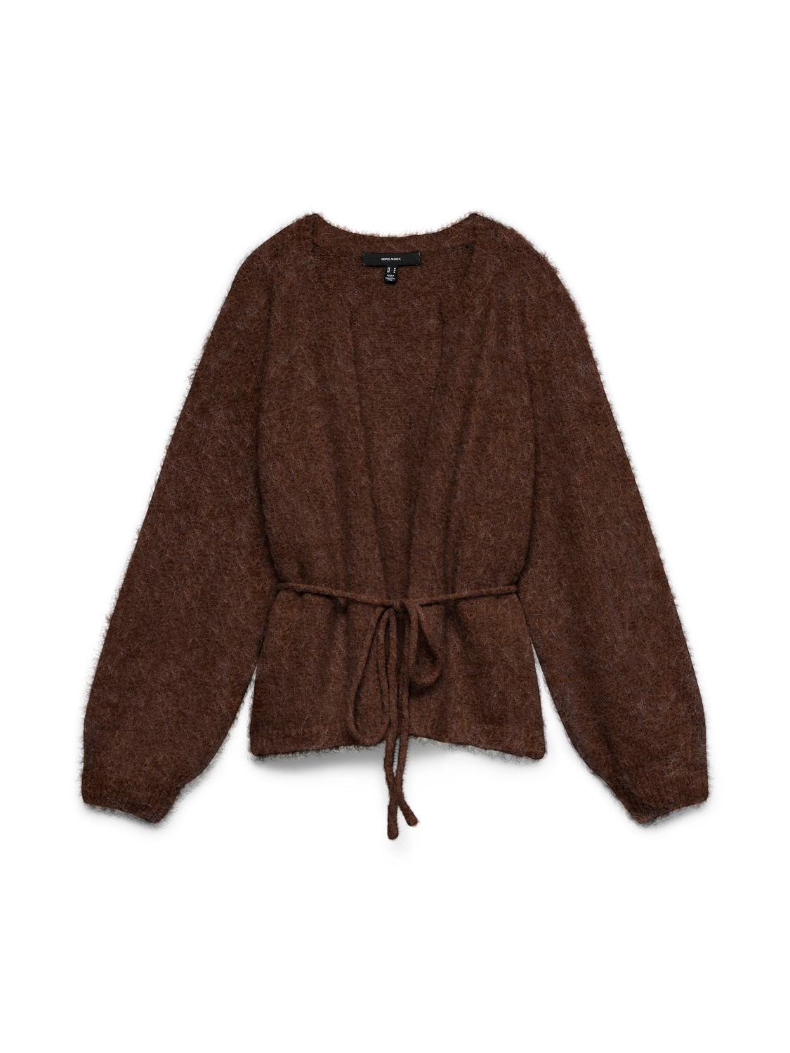 Vmberry Ls O-Neck Tie Cardigan Noos Brun