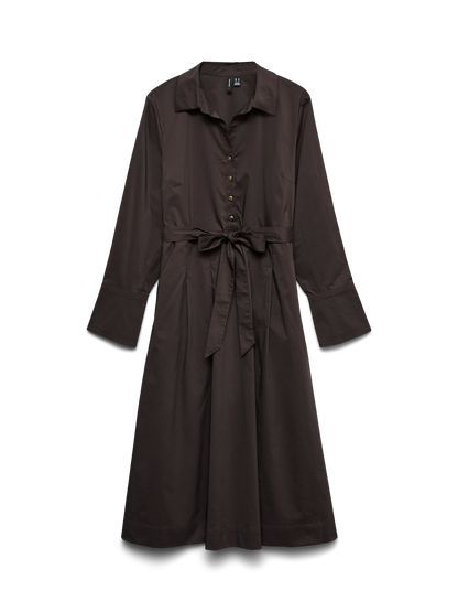 Vmfriba Ls Calf Dress Wvn Ga Mørkebrun