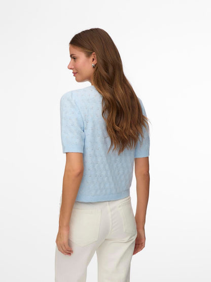 Vmdoffy Stitch 2/4 O-Neck Pullover Noos Blå