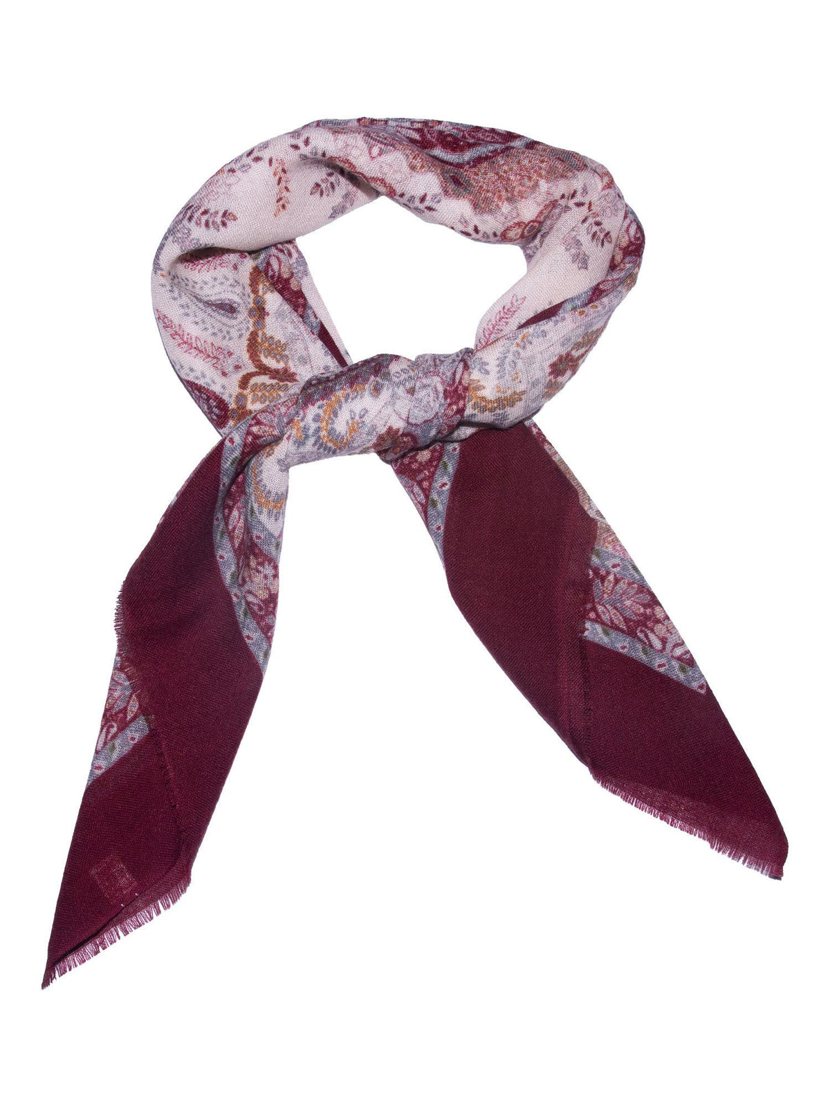 Skjerf Ull Paisley 85x85cm Vinrød
