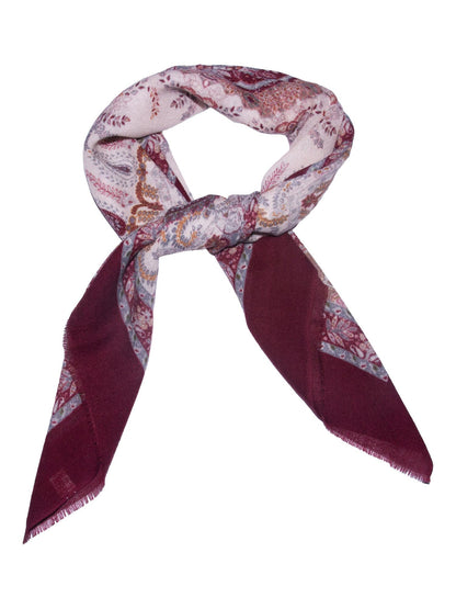 Skjerf Ull Paisley 85x85cm Vinrød