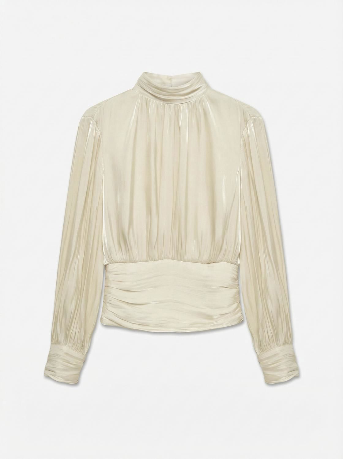 Vmpolly Ls High Neck Top Wvn Beige