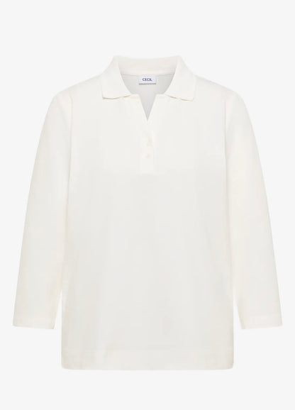 Solid polo w/buttons Hvit
