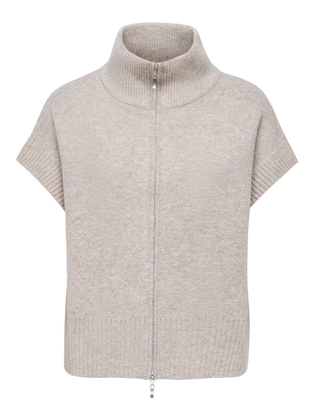 Jdylea S/l Hn 2way Zip Vest Knt Noos Beige