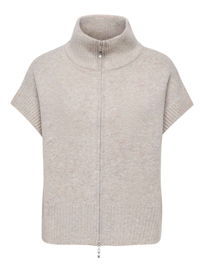 Jdylea S/l Hn 2way Zip Vest Knt Noos Beige