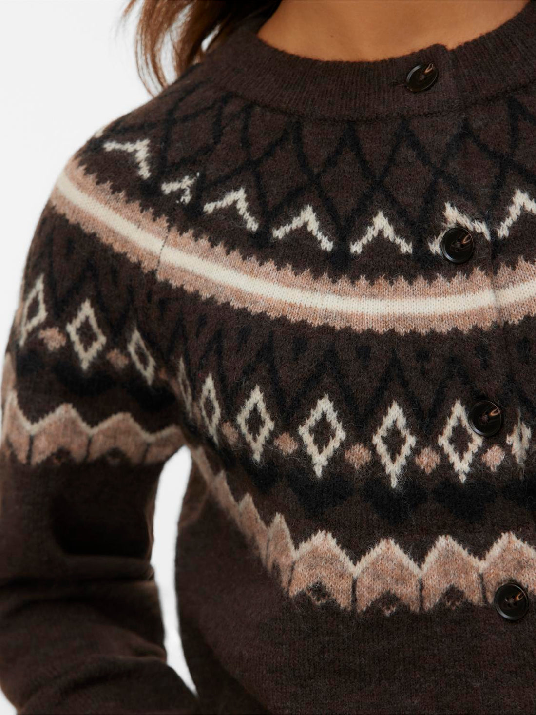 Vmtammy Ls O-Neck Nordic Cardigan Ga Mørkebrun