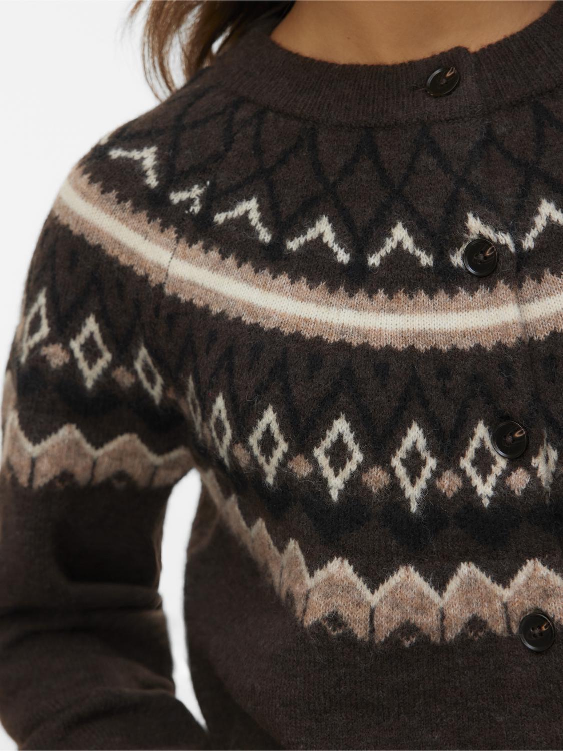 Vmtammy Ls O-Neck Nordic Cardigan Ga Mørkebrun
