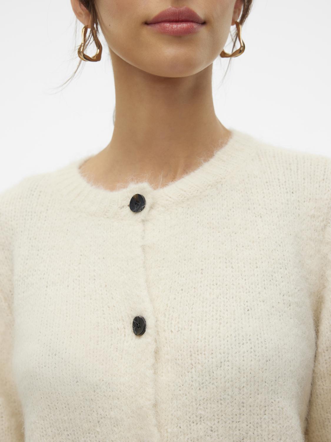 VMNOVAH LS O-NECK BUTTON CARDI GA NOOS Lysegrå